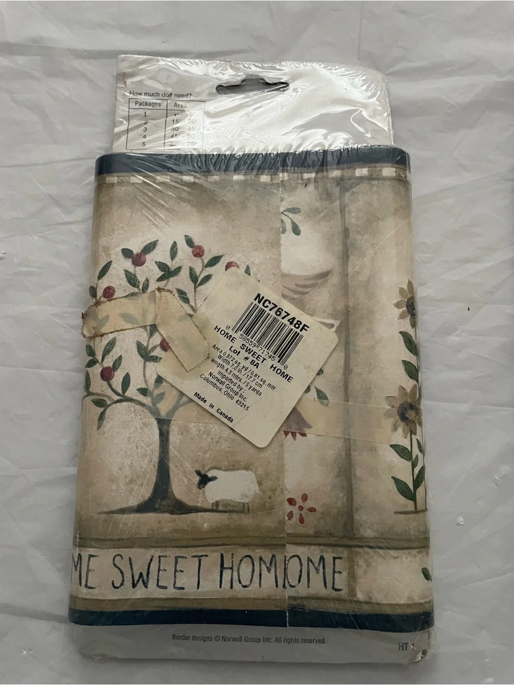 Vintage Hometrends Wallpaper Border “Home Sweet Home” Lot of (4) 7” wide x 5 Yds